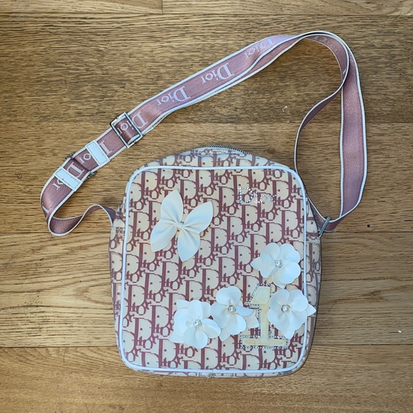 Dior Handbags - Christian Dior butterfly flower pink shoulder bag